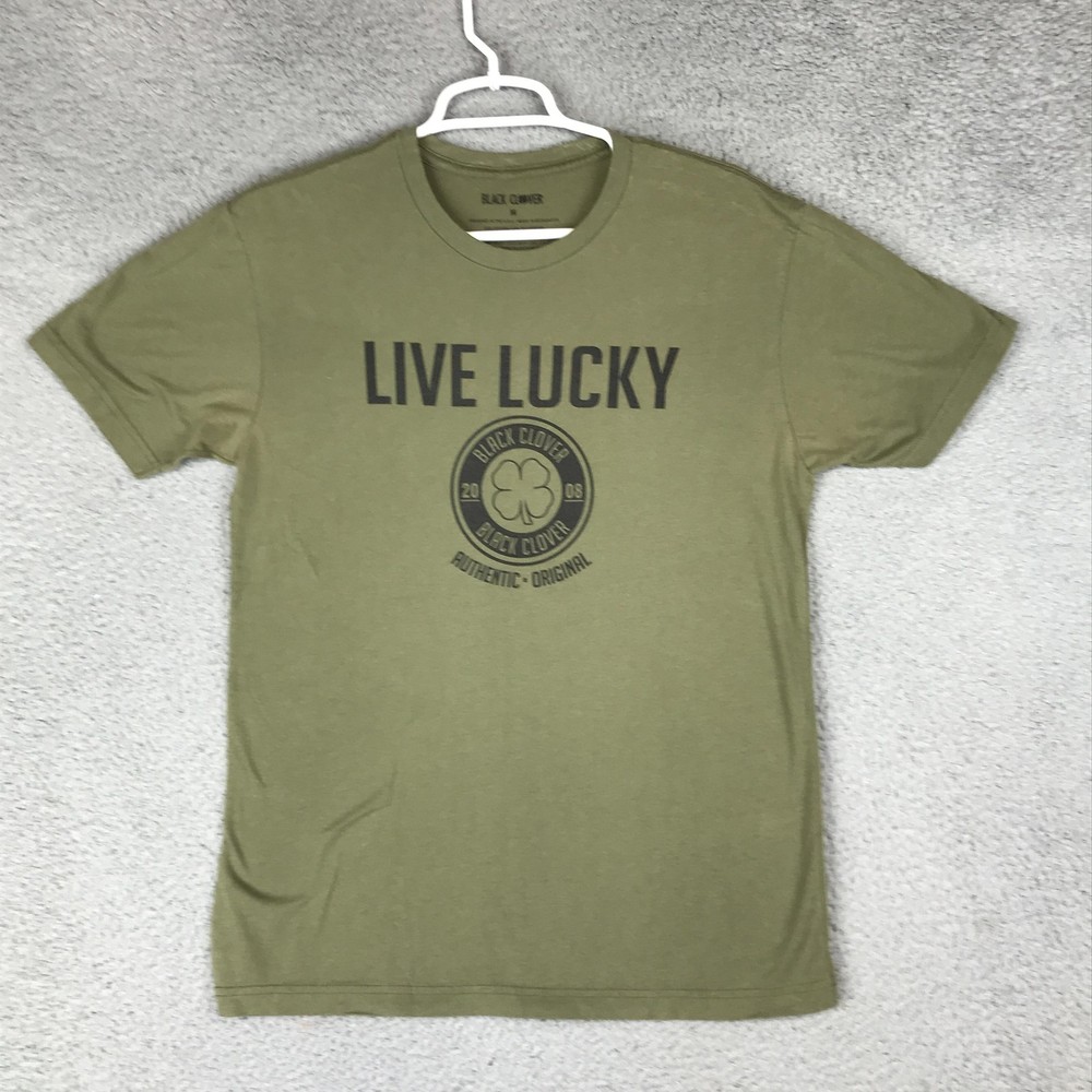 Black Clover Shirt Mens Medium Green Live Lucky Clover Graphic Tee Tagless