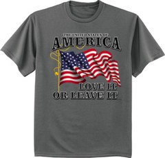 Big and Tall t-shirt USA American flag love it or leave July 4th tee mens