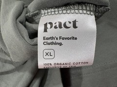Pact Mens V neck Gray Green Short Sleeve Organic Cotton T-shirt Tee Casual Sz XL