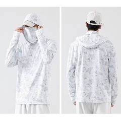 Fishing T-Shirt for Men UV Protective Hooded Top with High Neck Design
