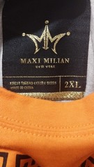 Maxi Milian Shirt “Homies Paris” Pattern Shirt Size 2XL Orange Front Gray Back