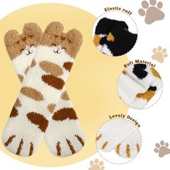 12 Pairs Women Fuzzy Socks, Soft Fluffy, Cute Cat Claw, Cozy Slipper Socks
