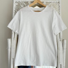 VINCE Shirt Mens Large White Heather Crew Neck Pima Cotton Short Sleeve Minimal