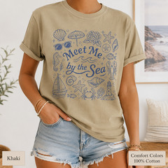 Meet Me by the Sea Shirt, Coastal Comfort Colors Tee, Beach Graphic T-Shirt