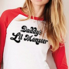 Harley Quinn Cosplay Shirt – Daddy’s Lil Monster – Suicide Squad 3/4 Sleeve T