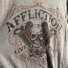Affliction Shirt Mens XL Thermal Gray Y2K Skull Cross Wings Grunge Reversible