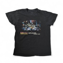 Nirvana Unplugged In New York Shirt MD 18.5” X 27” Black Set List On Back Cobain