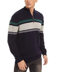 Men’s 1/4 Zip Polo Sweater Winter Fall Casual Stripe Pullover Long Sleeve Shirts