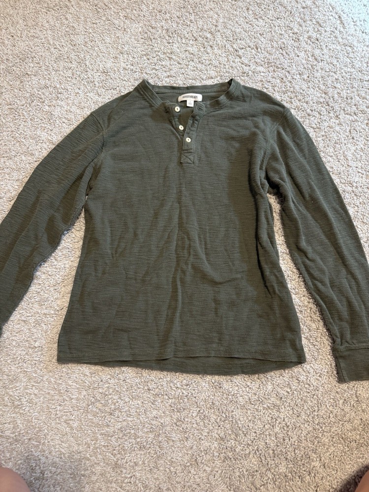 Goodthreads Mens Long Sleeve Sub Thermal Henley Size Latge Cotton Shirt Layer