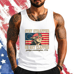 Stay strapped or get clapped, George Washington,4th of July Tank Top