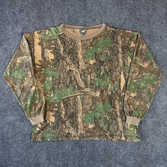 VINTAGE ACE SPORTSWEAR MADE IN USA TREBARK CAMO HUNTING LONG SLEEVE SHIRT / 3XL
