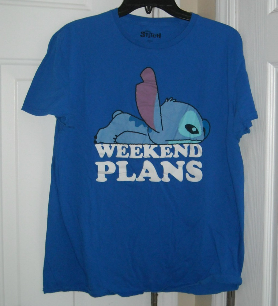 Stitch, Weekend Plans, Tee Shirt, Blue, L Men’s T-Shirt, Disney