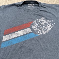 Star Wars Mad Engine Distressed Millennium Falcon Red White Blue Shirt Mens M