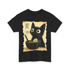 Funny Cat Ramen Graphic Tee Japanese Kawaii Anime Cat T-Shirt, Gift For People