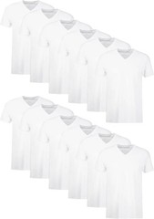 Hanes Mens V-Neck T-Shirt Pack Moisture Wicking Cotton Undershirts White