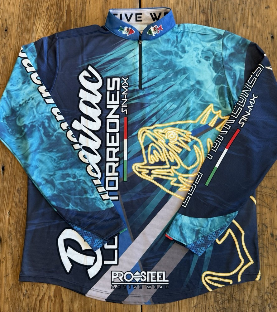 Pro Fishing Shirt 1/4 Zip Bacurato Los Torreones Mexico Pro Steel Active Wear