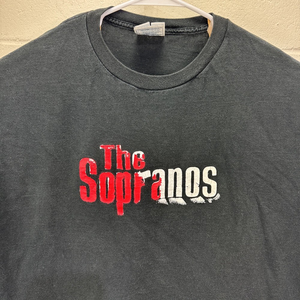 Vintage The Sopranos T-shirt Sz XL Tv Show Promo Logo Mob Mafia Crime Black