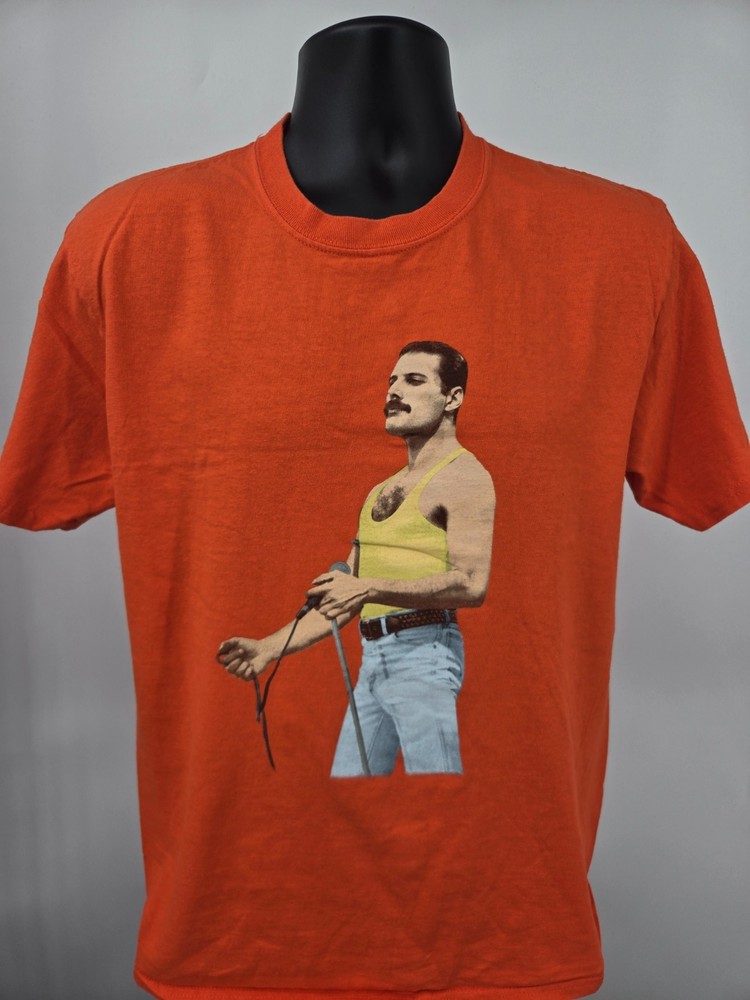 Freddie Mercury Queen T-Shirt Medium Orange Official Merch Double-Sided Men