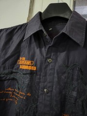 KOYO JEANS Shirt Mens L Navy Contrast Button Up Embroider Street Y2K Cotton Pkt