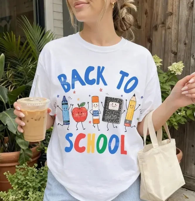 Back to School Teacher Graphic Tee Apple Pencil School Shirt