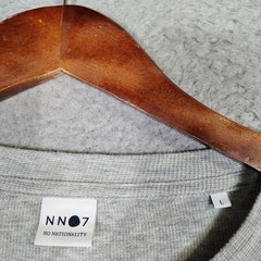 NN07 No Nationality Tee Men’s L Heather Gray Waffle Knit Crew Neck Long Sleeve