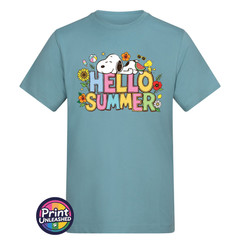 Hello Summer T-Shirt Unisex S-2XL AWDis Summer Beagle Tee Dog & Bird Top Gift