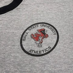 Vintage 80s Ball State University College Athletic Sports Ringer T-Shirt USA XL