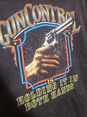 True Vintage 80s Rare 3D Emblem Just Brass Gun Control Biker Tee T Shirt Medium