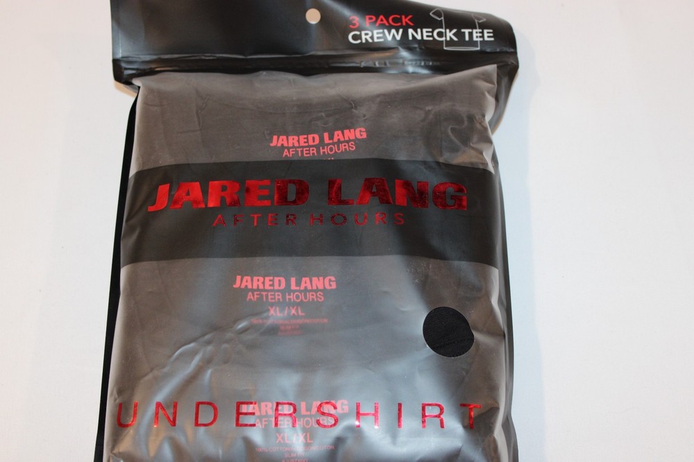 Jared Lang Men’s 100% Cotton Black Slim Fit Crew Neck T-Shirt 3-Pack Size XL