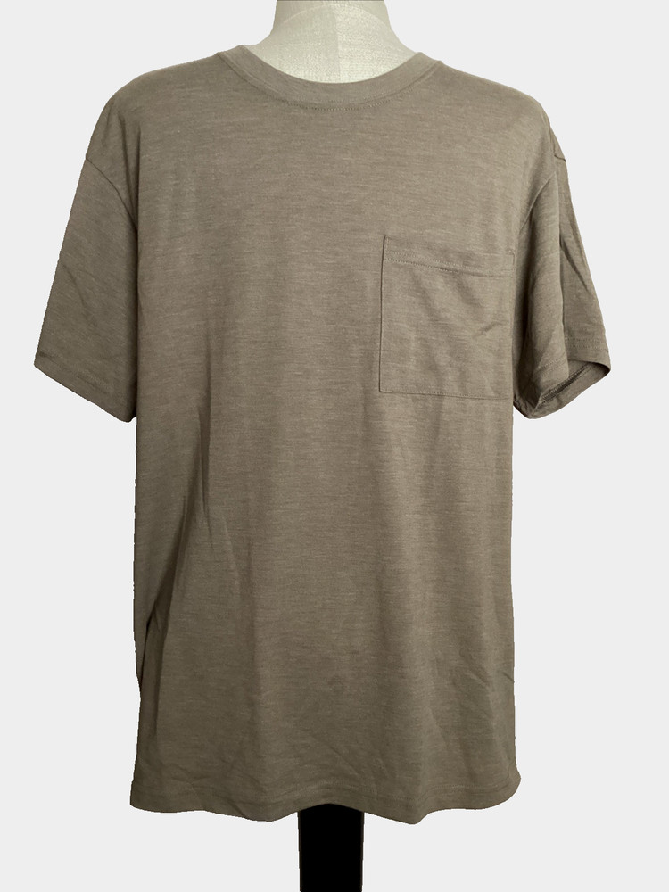 ATHLETIC WORKS Moisture Wicking Taupe Short Sleeve Crew Neck Pocket T-Shirt Sz M
