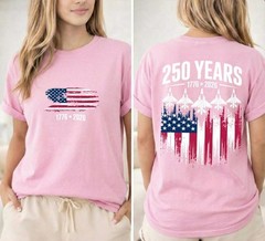 America 250 Shirt, 1776 2026 Fighter Jet Tee, Front and Back T-Shirt S-5XL