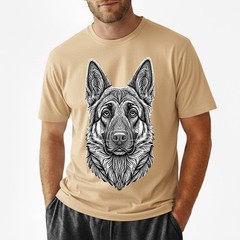 Artistic German Shepherd T-Shirt Line Art Dog Lover GSD Portrait Graphic Tee