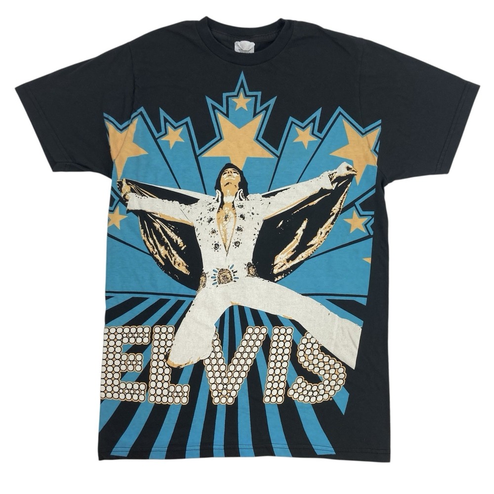 Vintage Elvis Presley Shirt Men’s Large Black Big Graphic Bay Island Sportswear