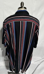 Shaquille XLG Big/Tall Mens Black / Brown Multi Striped SS Button2XLT, 3XLT, 4XL