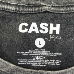 Cash Johnny Cash Man In Black Shirt Mens Large Gray Graphic Tee Tagless