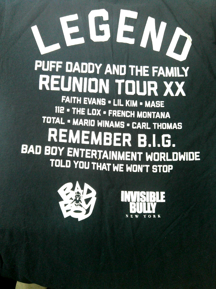 Puff Daddy Faith Evans shirt RAP DIDDY BAD BOY RECORDS Biggie Sz M 20 Years