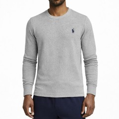 NWT- POLO RALPH LAUREN Mens Waffle Knit Thermal Long Sleeve Shirt-LT GREY- S-XXL