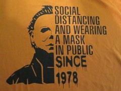 Funny Halloween Michael Myers Social Distancing & Wearing a Mask 3XL Orange