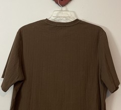 Brandini Mens XL Brown Ribbed Short-Sleeved Pullover Casual Cotton Shirt! A6111