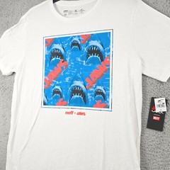 JAWS Shirt Mens Extra Large XL WHITE NEFF Casual Movie Poster Shark Horror NWT