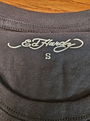 Ed Hardy Skull Graphic Print Rhinestone Crew Neck Tee Mens Black S EHM1100