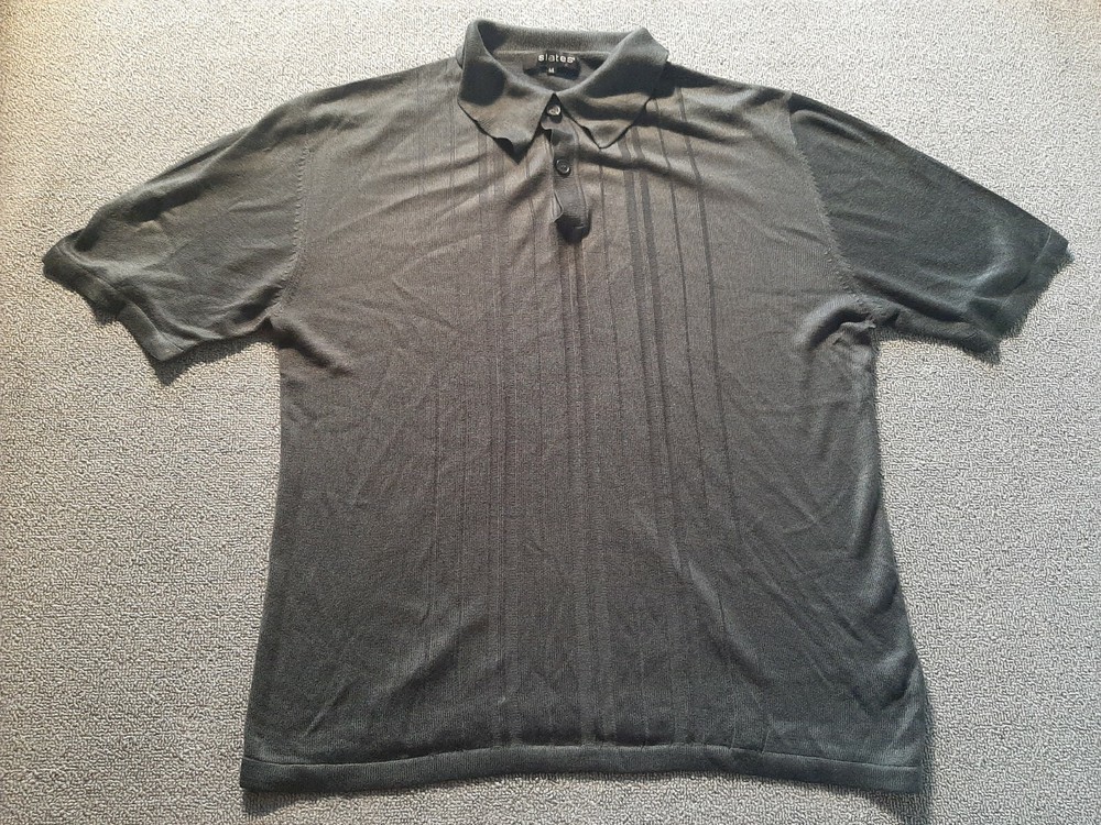 Slates mens Short Sleeve M Medium Black Shirt