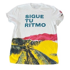 Bacardi T-Shirt Mens Large White Sigue Tu Ritmo Tropical Palm Graphic
