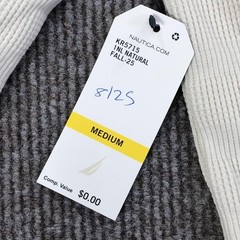 Nautica Shirt Mens Medium White Thermal Mock Neck Henley Long Sleeve Nautical