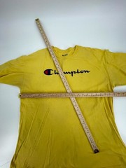 Champion T-Shirt Mens 1XL Yellow Spellout Logo Cotton Drop Shoulder Casual Wear