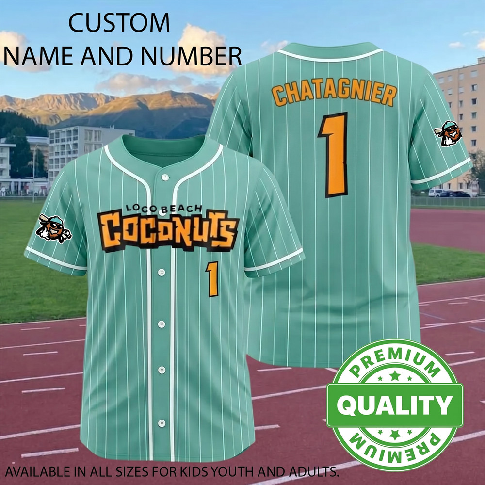 Loco Beach Coconuts 3D AOP Chatagnier Number #1 Baseball Jersey 1V1244