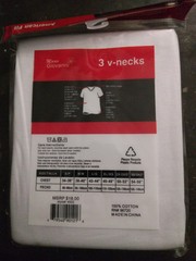 Marco Giovanni Men’s V-Neck T-Shirt 3-Pack White, 100% Cotton,small