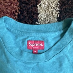 Supreme Logo Cotton Knit Crew Neck Long Sleeve T-Shirt Cyan Men’s Size M