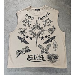Von Dutch Originals Von Dutch Graphic Sleeveless Tank Top Large Y2K Tattoo Goth