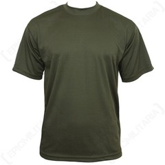 QUICKDRY OLIVE GREEN T-SHIRT – All Sizes – Poly- Top Military Wear – Durable